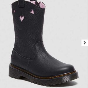 Dr. Martens Girls Bex Heart Cut Out Leather Boots Sz 6 Girly Grunge NWOT